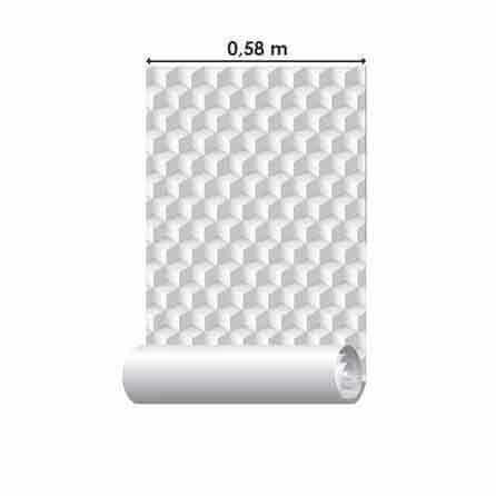 Papel de Parede Adesivo 3D Cubos Branco e Cinza 223036177 - Papel na Parede