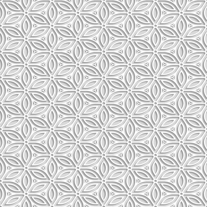 Papel de Parede Adesivo 3D Floral Off White N04112 - Papel na Parede