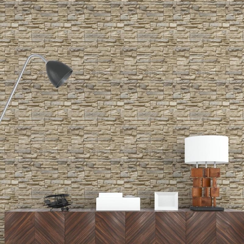 Papel de Parede Adesivo 3D Pedras Bege NP089 - Papel na Parede