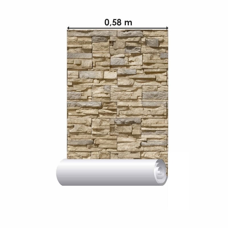Papel de Parede Adesivo 3D Pedras Bege NP089 - Papel na Parede