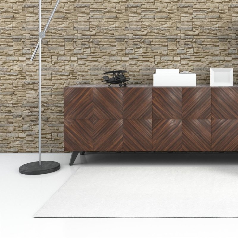Papel de Parede Adesivo 3D Pedras Bege NP089 - Papel na Parede