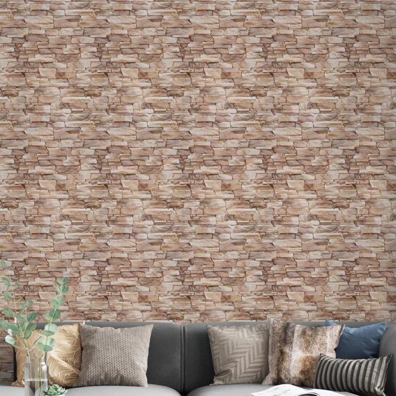 Papel de Parede Adesivo 3D Pedras Bege NP090 - Papel na Parede
