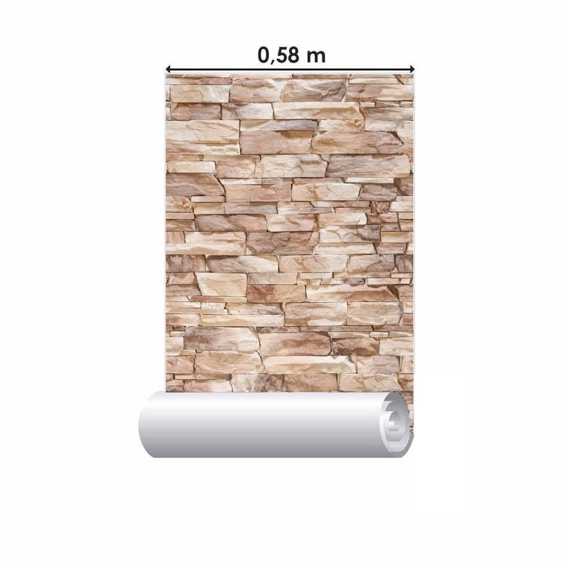 Papel de Parede Adesivo 3D Pedras Bege NP090 - Papel na Parede