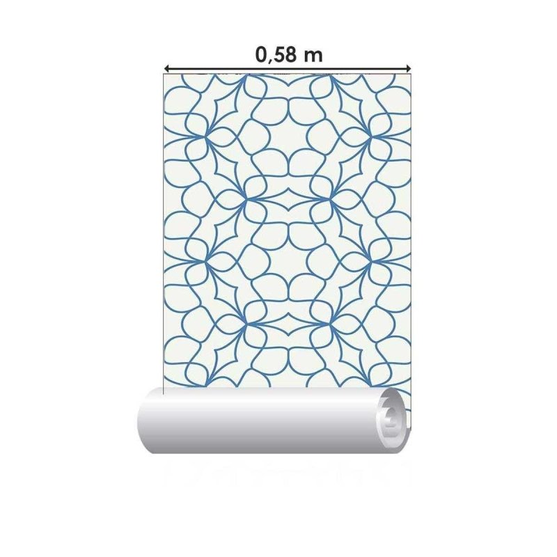 Papel de Parede Adesivo Abstrato Branco e Azul N05298 - Papel na Parede