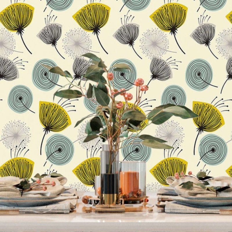 Papel de Parede Adesivo Abstrato Dente de Leão N017030 - Papel na Parede