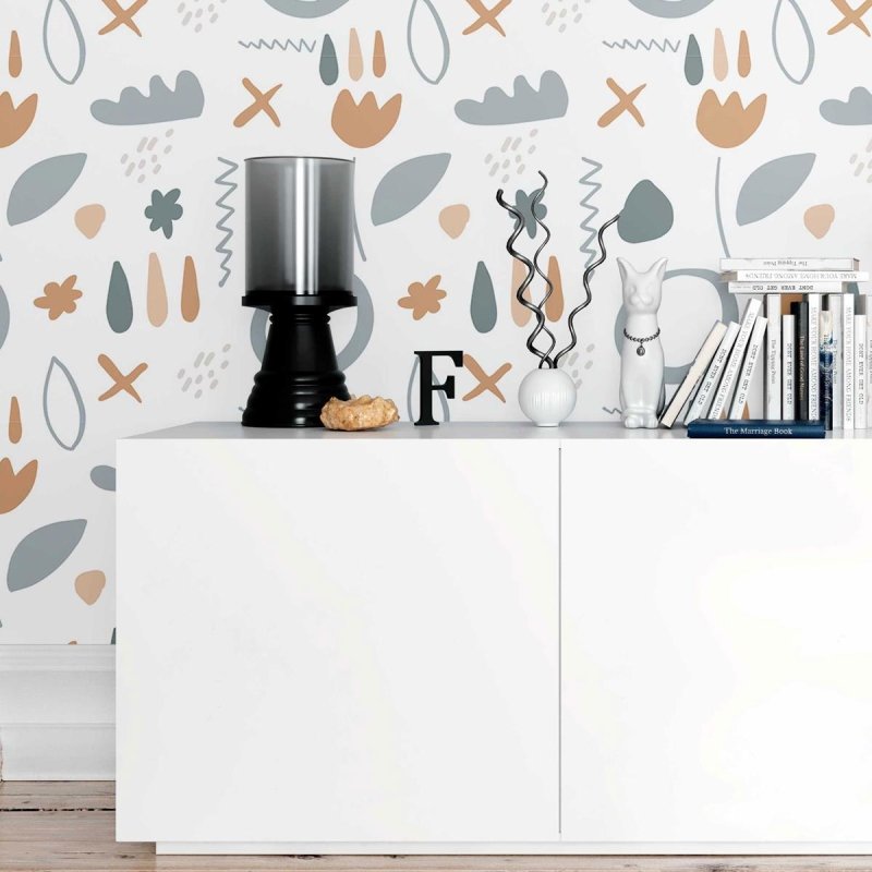 Papel de Parede Adesivo Abstrato Desenho à Mão N09012 - Papel na Parede