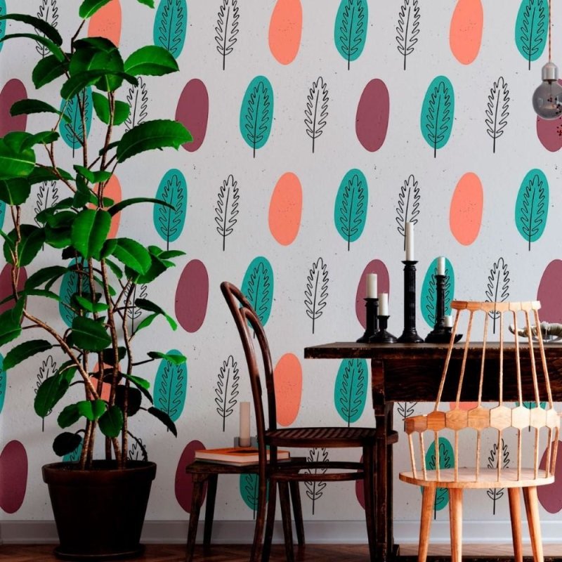 Papel de Parede Adesivo Abstrato Folhas N012088 - Papel na Parede