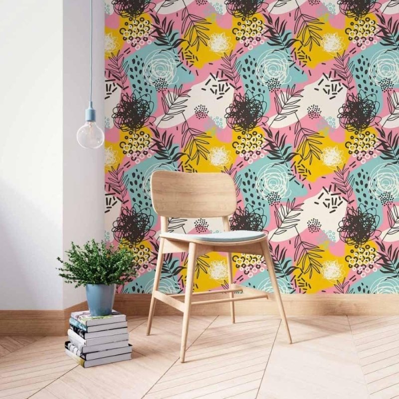 Papel de Parede Adesivo abstrato folhas N014055 - Papel na Parede