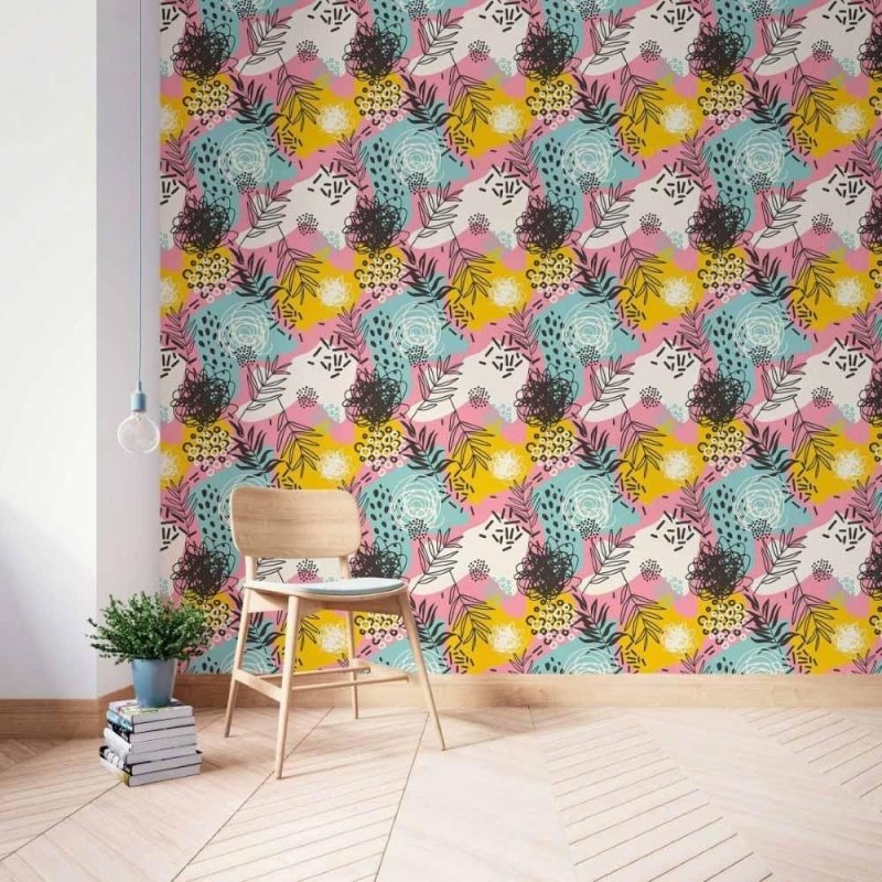 Papel de Parede Adesivo abstrato folhas N014055 - Papel na Parede