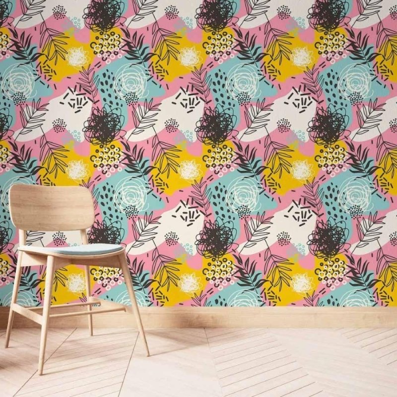 Papel de Parede Adesivo abstrato folhas N014055 - Papel na Parede