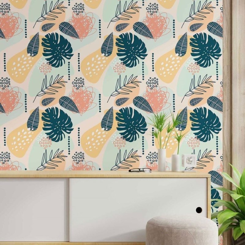 Papel de Parede Adesivo abstrato folhas N014056 - Papel na Parede