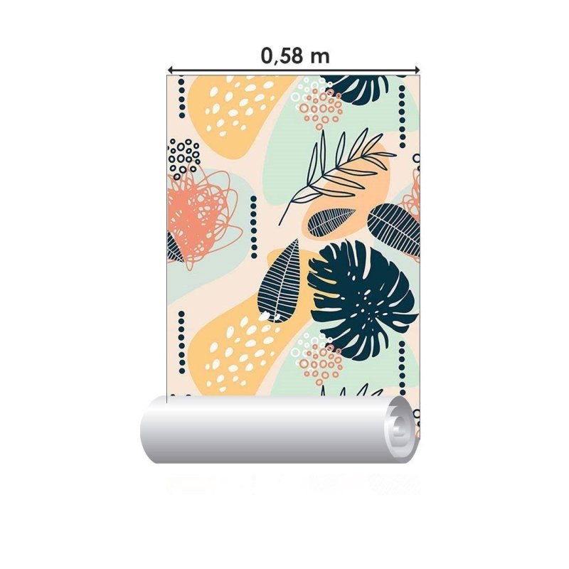 Papel de Parede Adesivo abstrato folhas N014056 - Papel na Parede