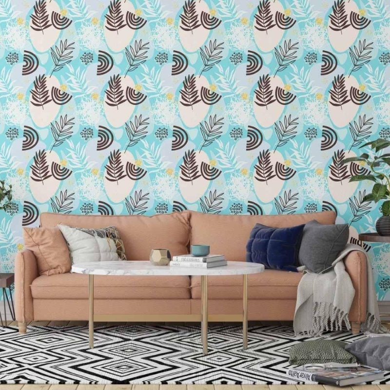 Papel de Parede Adesivo abstrato folhas N014057 - Papel na Parede