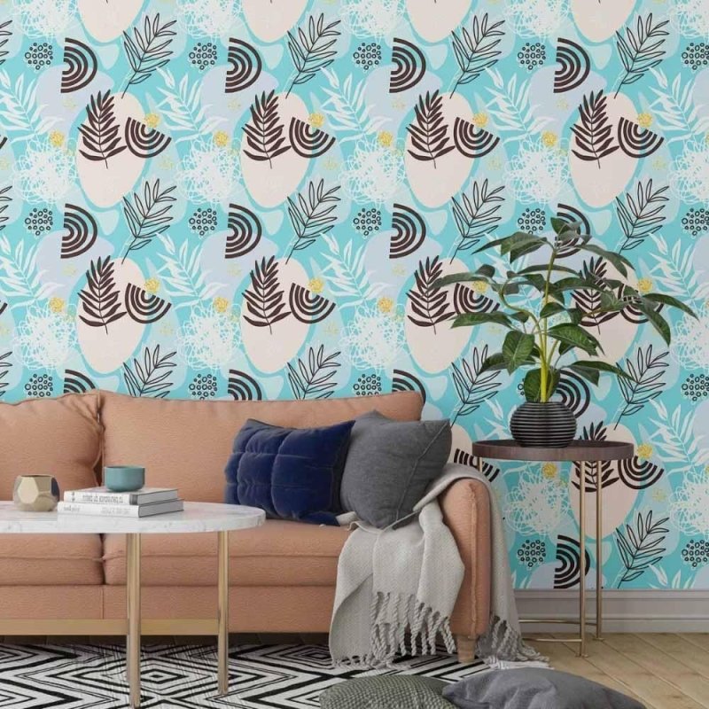 Papel de Parede Adesivo abstrato folhas N014057 - Papel na Parede