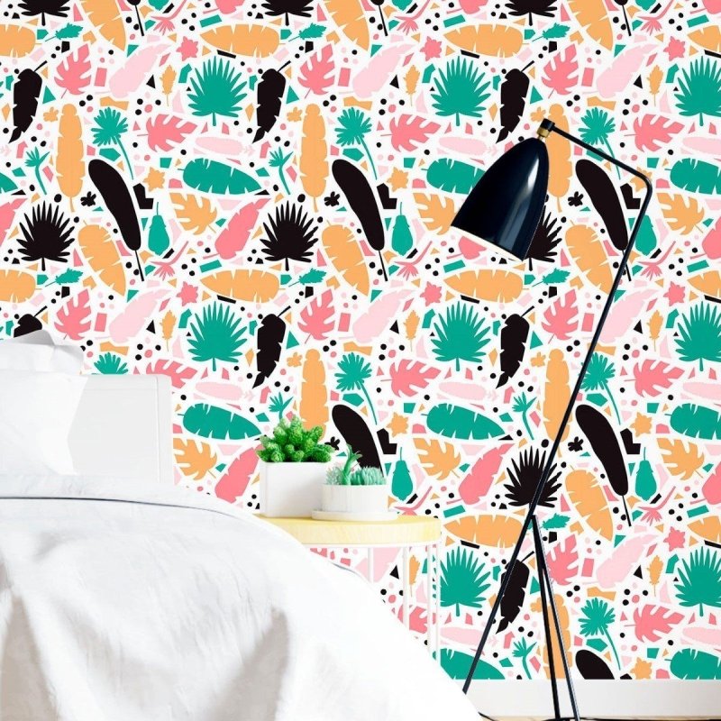 Papel de Parede Adesivo Abstrato Folhas N016038 - Papel na Parede