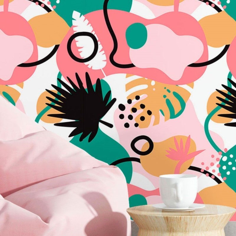 Papel de Parede Adesivo Abstrato Folhas N016039 - Papel na Parede