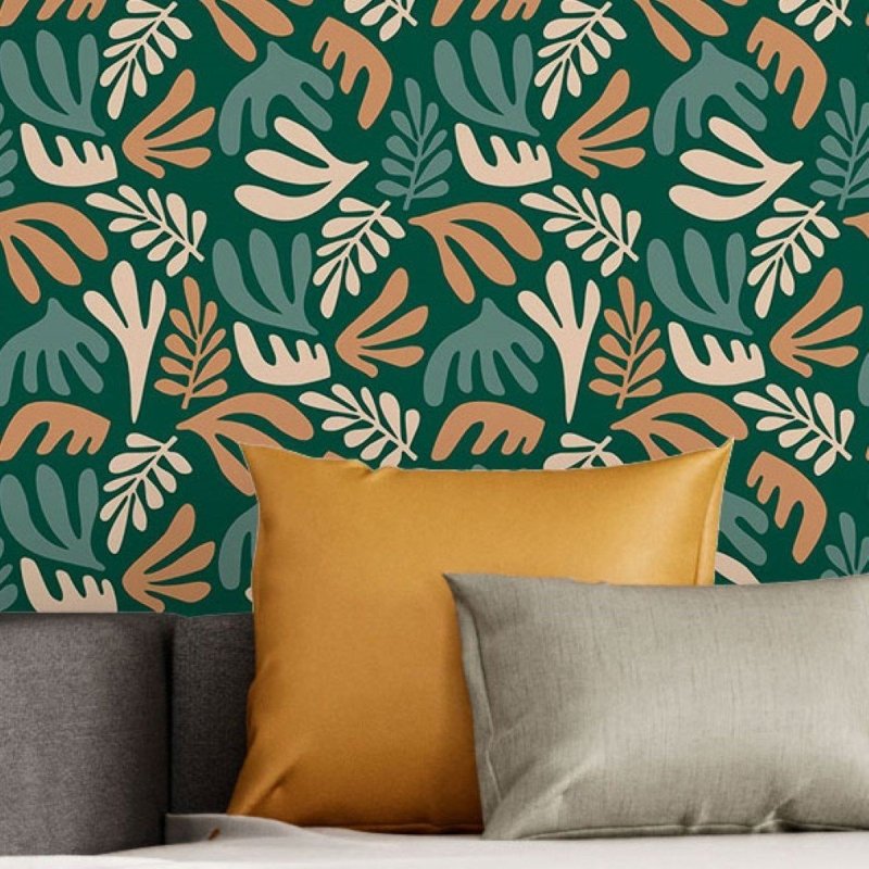 Papel de Parede Adesivo Abstrato Folhas N016050 - Papel na Parede