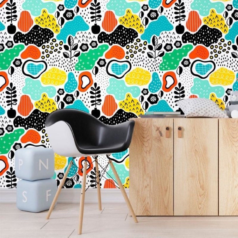 Papel de Parede Adesivo Abstrato Infantil Colorido N012019 - Papel na Parede