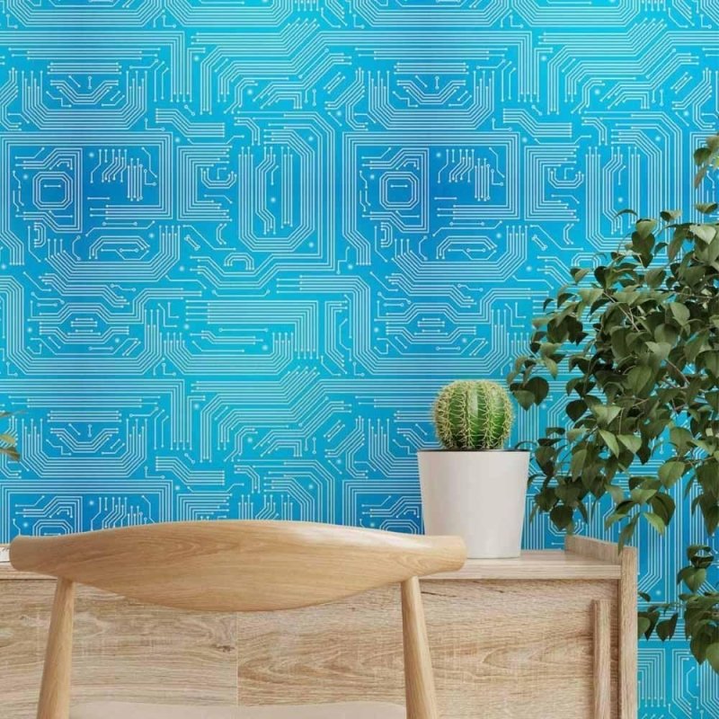 Papel de Parede Adesivo Abstrato Informática Geek N014023 - Papel na Parede