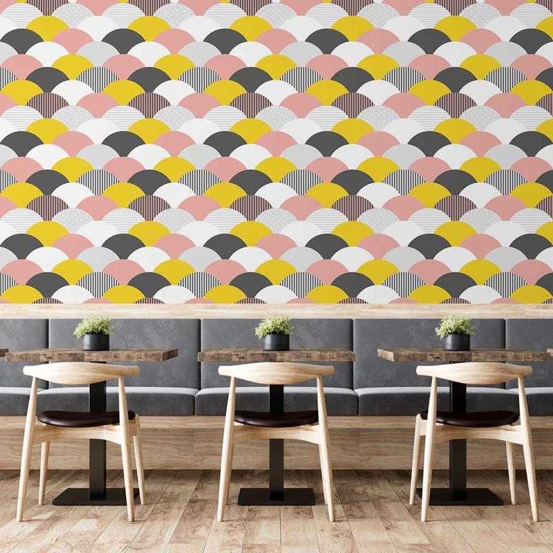 Papel de Parede Adesivo Abstrato Ondas Rosa N05064 - Papel na Parede