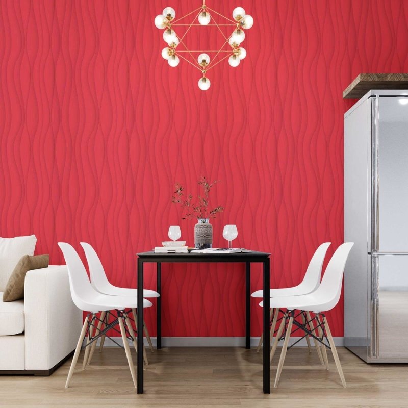 Papel de Parede Adesivo Abstrato Vermelho 3D N07104 - Papel na Parede