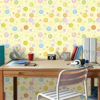 Papel de Parede Adesivo Amarelo Bolhas 628 - Papel na Parede