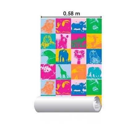 Papel de Parede Adesivo Animais Coloridos 1395 - Papel na Parede