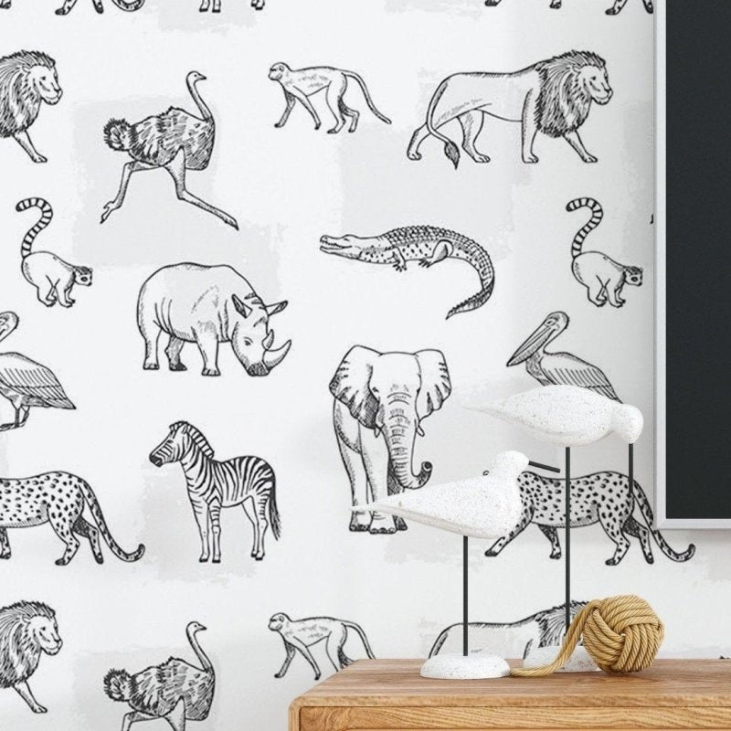 Papel de Parede Adesivo Animais Colorir N018116 - Papel na Parede