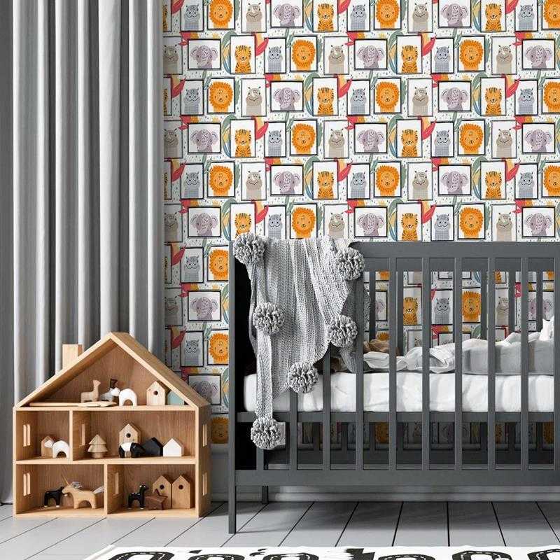 Papel de Parede Adesivo Animais e Folhas Coloridos N05009 - Papel na Parede