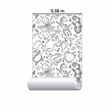 Papel de Parede Adesivo Animais para Colorir 508 - Papel na Parede