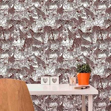 Papel de Parede Adesivo animais selva marrom 388968031 - Papel na Parede