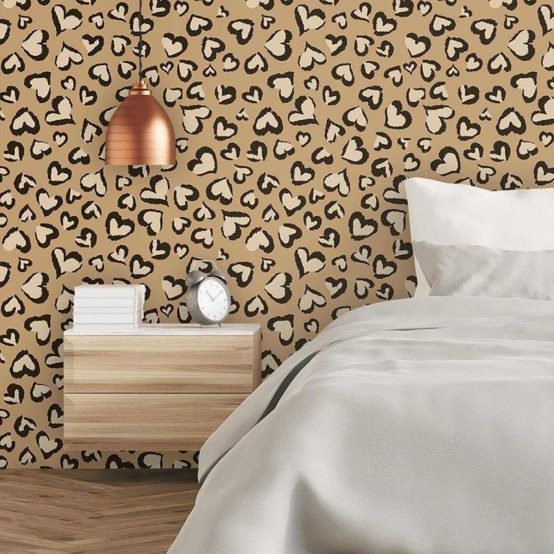 Papel de Parede Adesivo Animal Print Coração Onça 140304862 - Papel na Parede