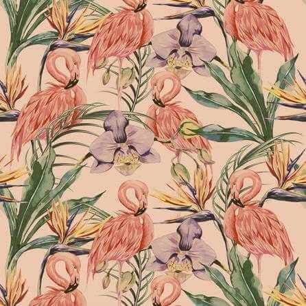 Papel de Parede Adesivo Animal Print Floral Flamingos 500768710 - Papel na Parede