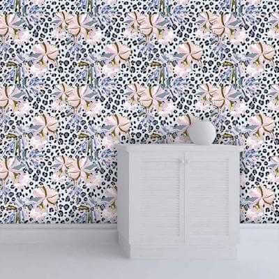 Papel de Parede Adesivo Animal Print Floral Leopardo 366406778 - Papel na Parede