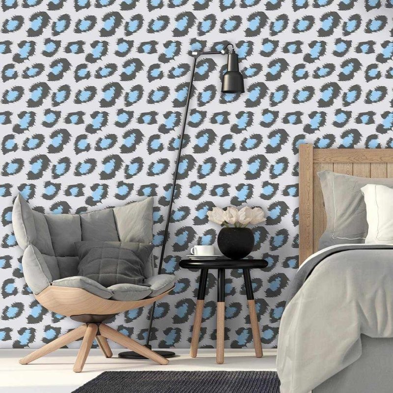 Papel de Parede Adesivo Animal Print Onça Azul 147529022 - Papel na Parede