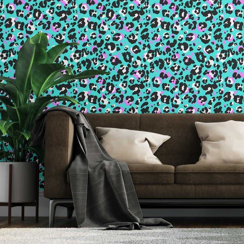Papel de Parede Adesivo Animal Print Onça Neon N07049 - Papel na Parede