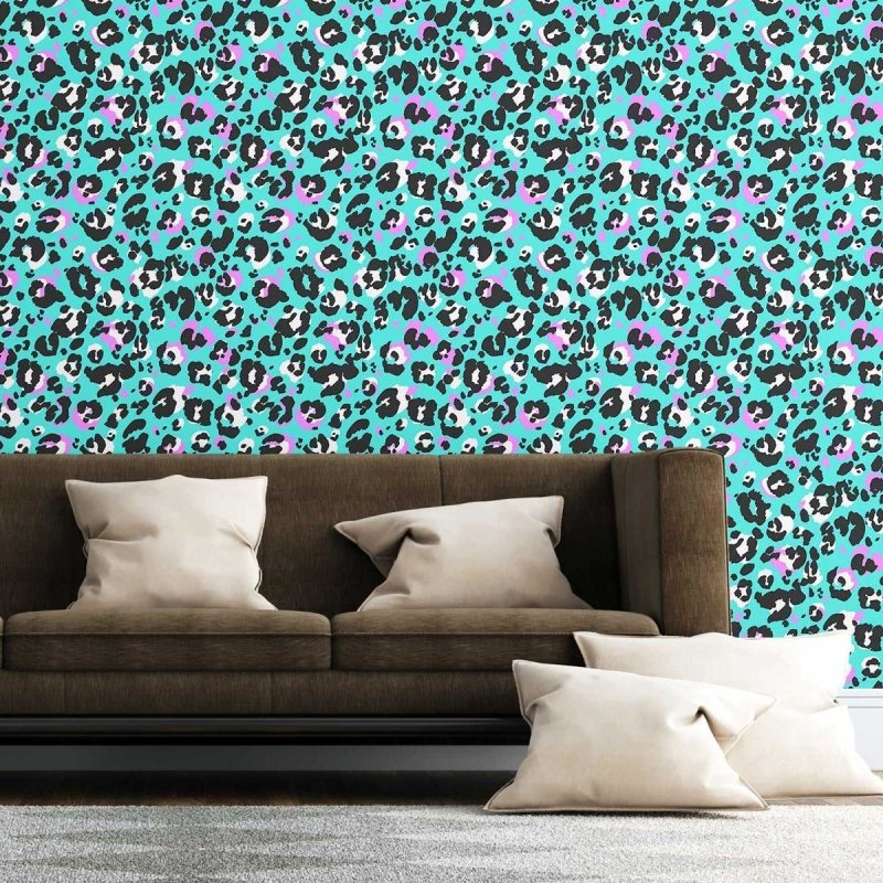 Papel de Parede Adesivo Animal Print Onça Neon N07049 - Papel na Parede