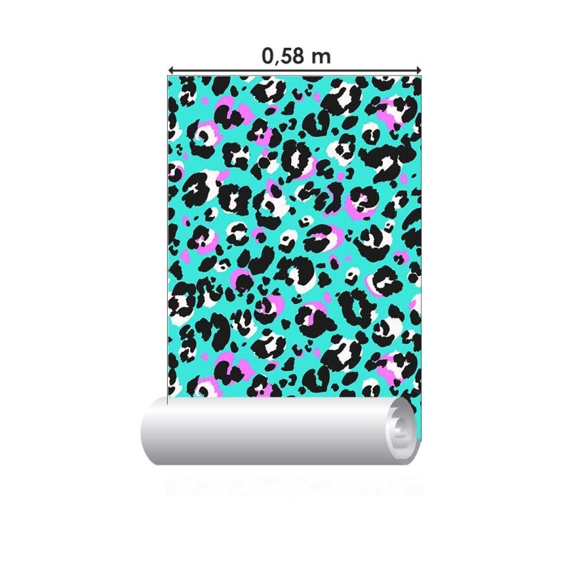 Papel de Parede Adesivo Animal Print Onça Neon N07049 - Papel na Parede