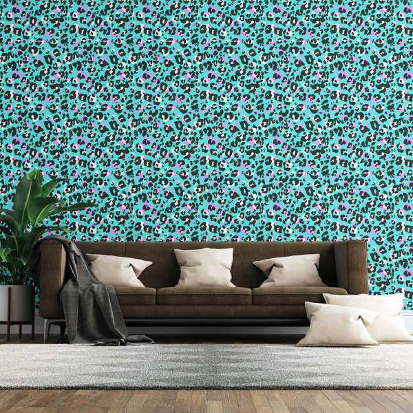 Papel de Parede Adesivo Animal Print Onça Neon N07049 - Papel na Parede