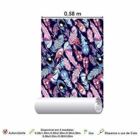 Papel de Parede Adesivo Animal Print Penas Coloridas 130704620 - Papel na Parede