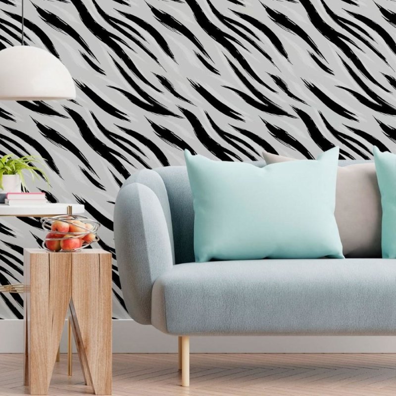 Papel de Parede Adesivo Animal Print Tigre P&B N013216 - Papel na Parede