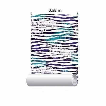 Papel de Parede Adesivo Animal Print Zebra Roxo e Verde 379259311 - Papel na Parede