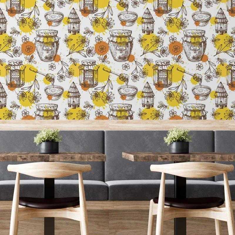 Papel de Parede Adesivo Apicultura e Mel Artístico N05209 - Papel na Parede