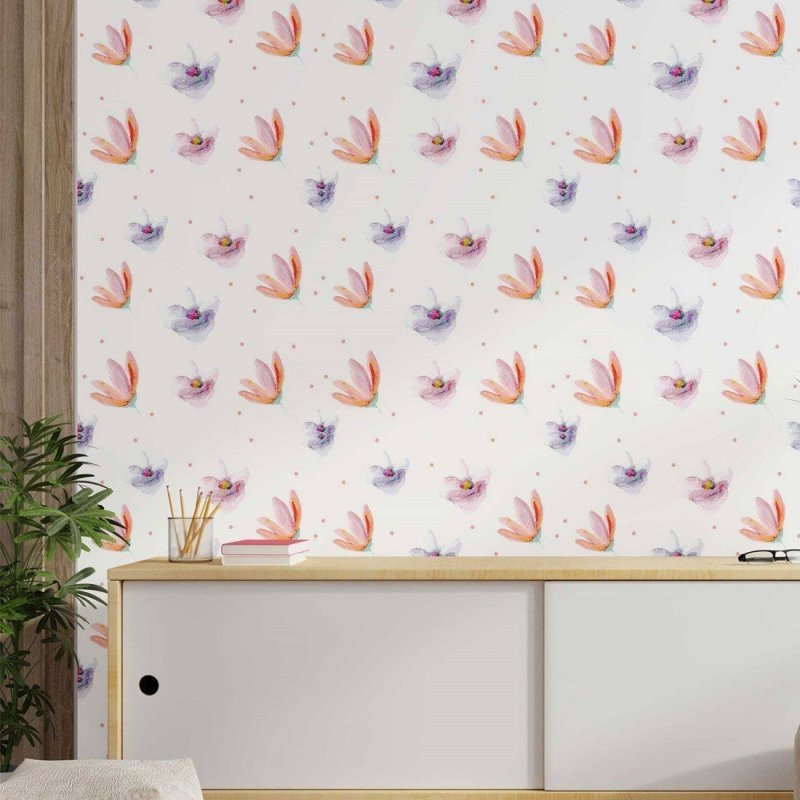 Papel de Parede Adesivo aquarela floral N014134 - Papel na Parede