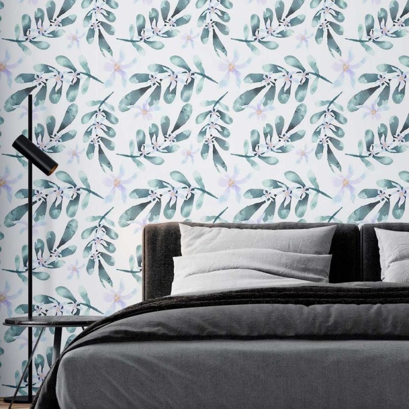 Papel de Parede Adesivo Aquarela Flores Lilás N08003 - Papel na Parede