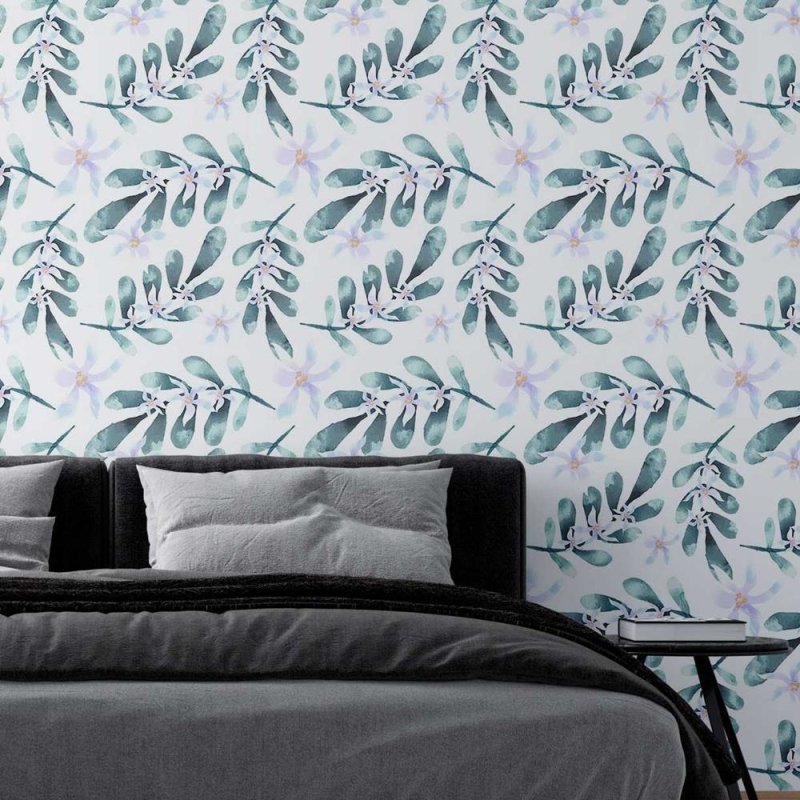 Papel de Parede Adesivo Aquarela Flores Lilás N08003 - Papel na Parede
