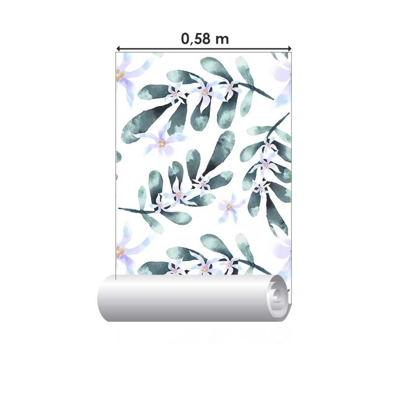 Papel de Parede Adesivo Aquarela Flores Lilás N08003 - Papel na Parede