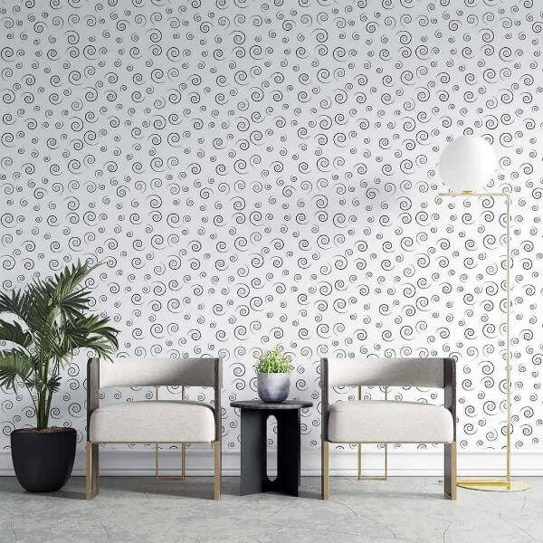 Papel de Parede Adesivo Arabesco Abstrato N02036 - Papel na Parede