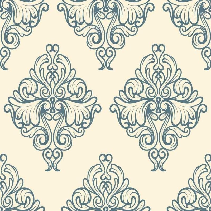 Papel de Parede Adesivo Arabesco Azul e Bege N06053 - Papel na Parede
