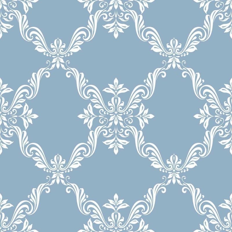 Papel de Parede Adesivo Arabesco Branco e Azul N05239 - Papel na Parede